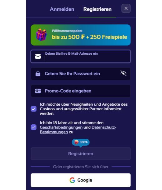 Browinner Registrierung